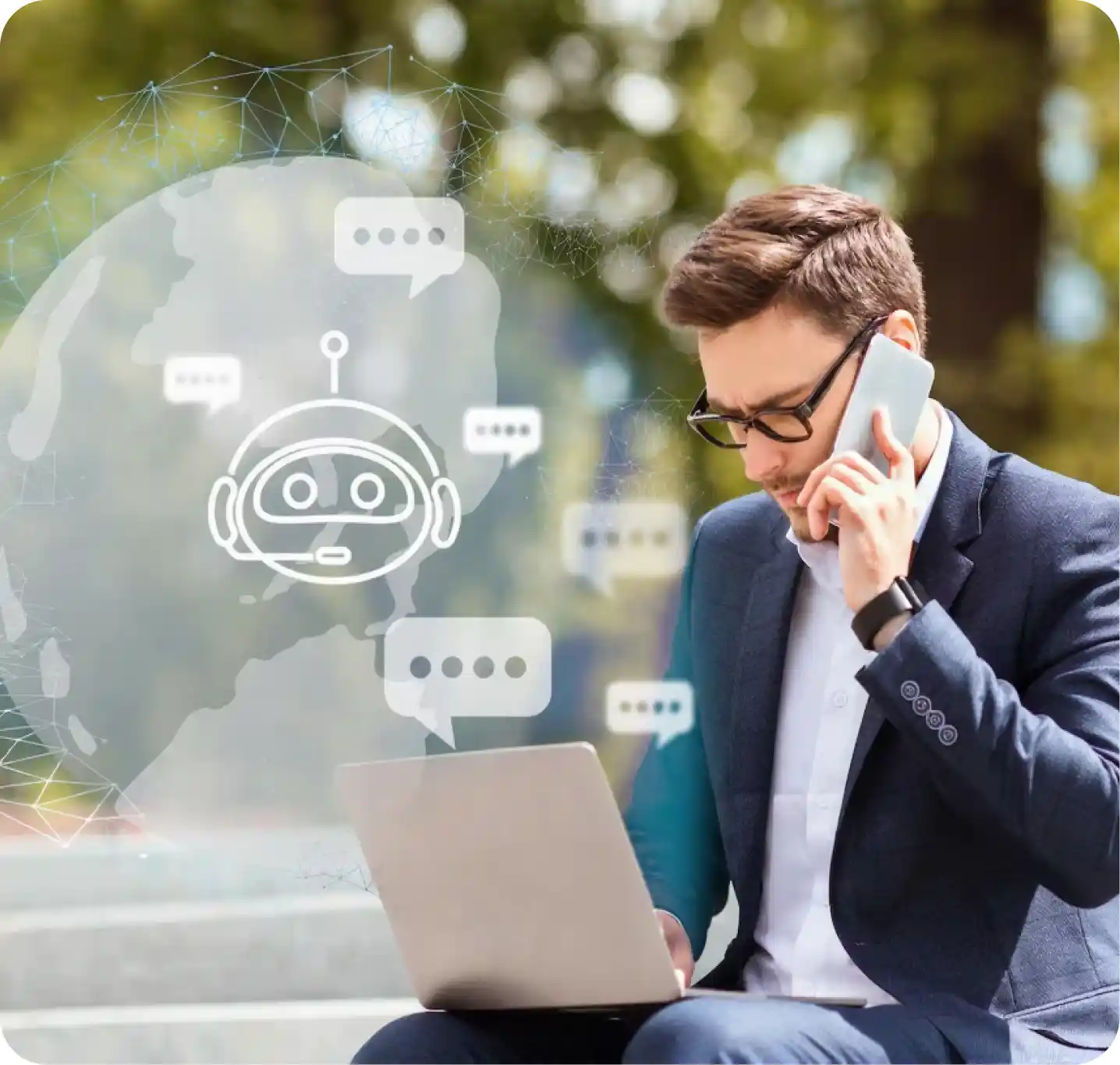 Young couple smiling at laptop